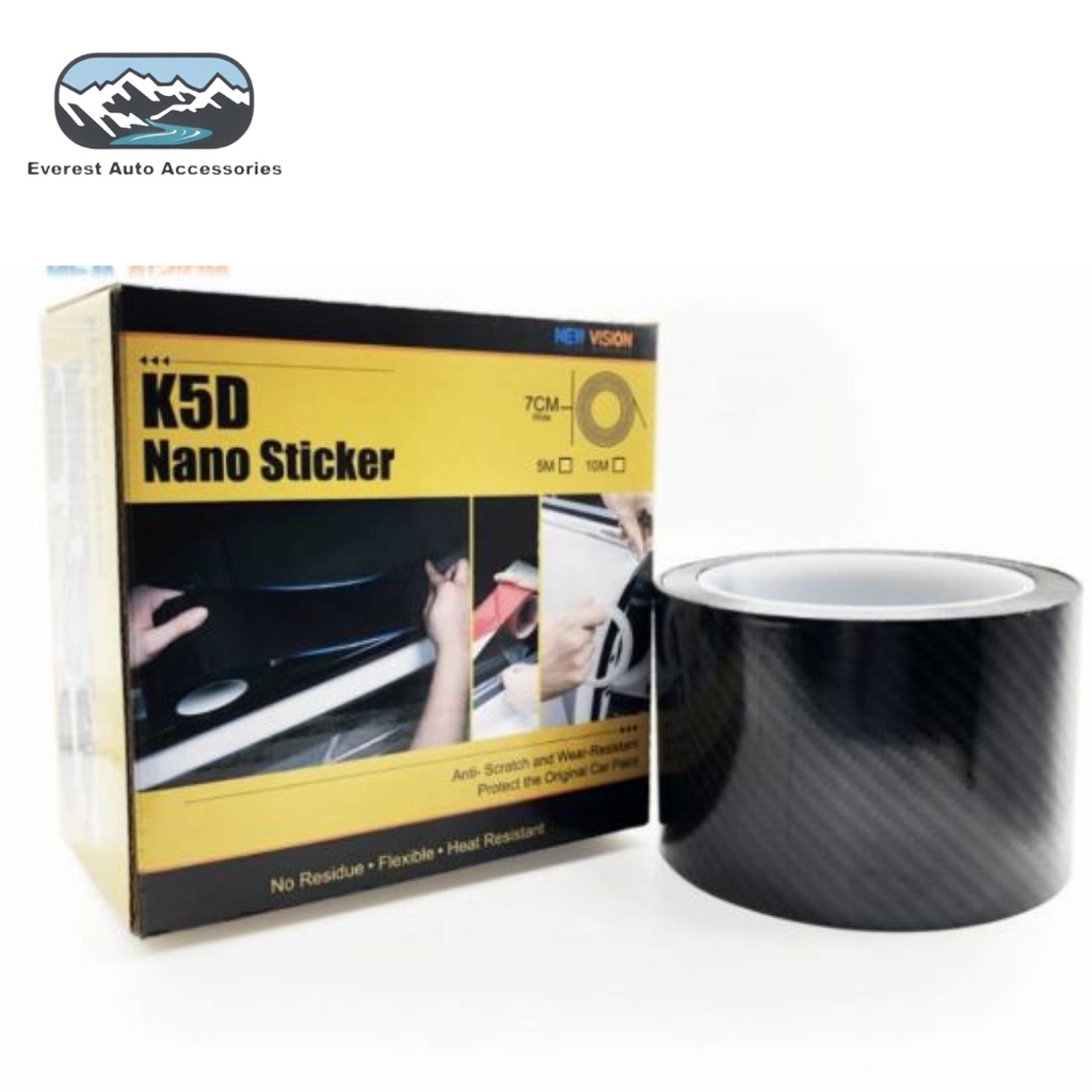 Sticker Sill Plate 5D Carbon Vinyl Gloss Anti Lecet Mobil Sticker Pelindung Body Injakan Roll 5M