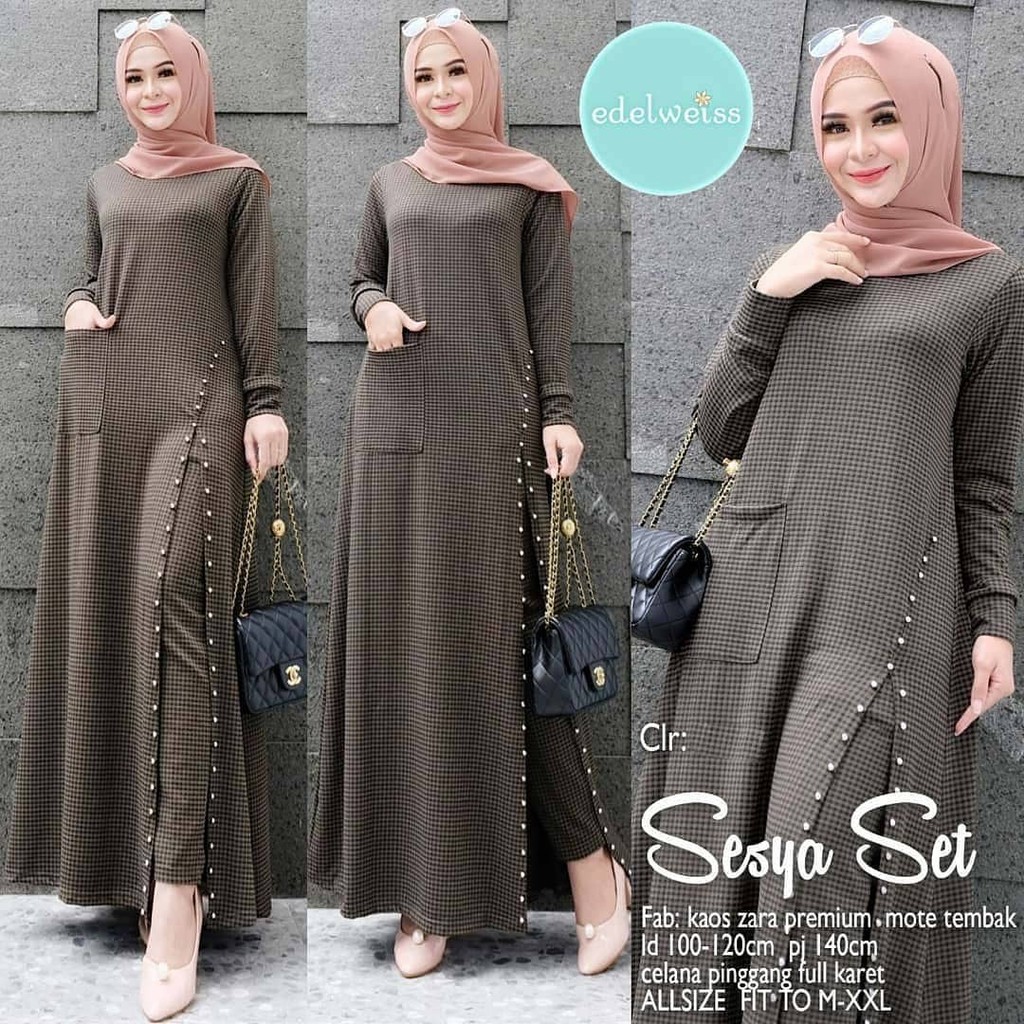 Setelan Muslimah Kaos Import Kessy Sesya Set By Edelweiss Hijab Fashion Original Solo Shopee Indonesia