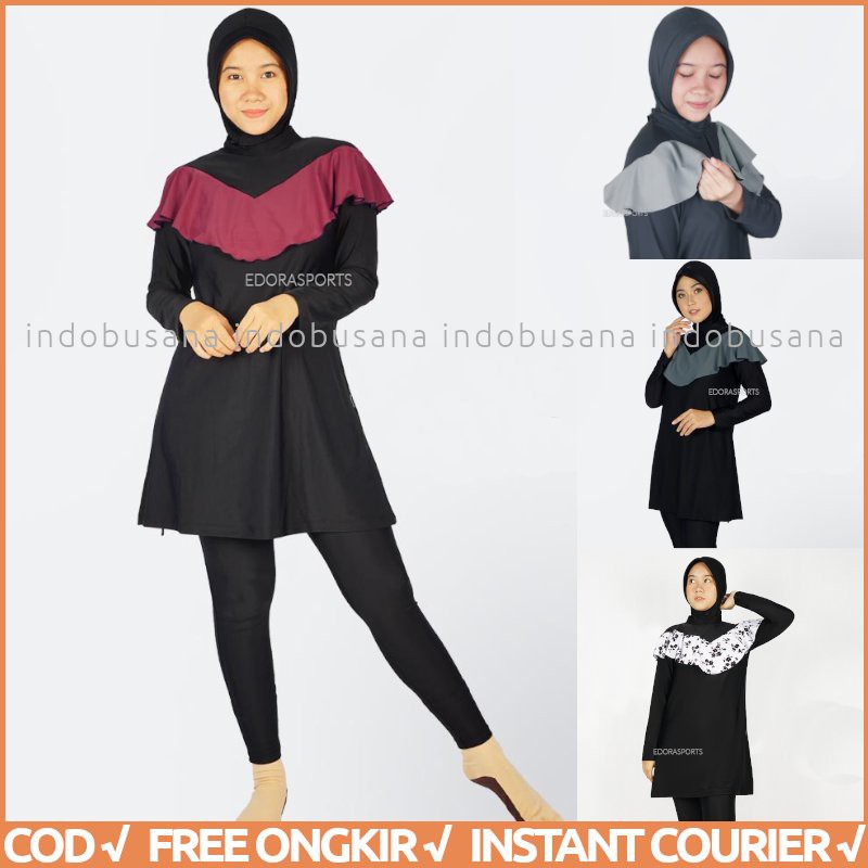 EDORA Baju Renang Muslim Wanita Dewasa KAYLA Model LOOSE FIT MUSLIMAH ORIGINAL