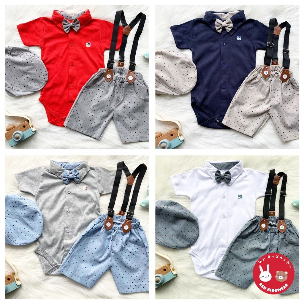 setelan jumper anak laki laki anchor dan burberi autumn suspender 0 6 12 bulan romper jumper set baju bayi laki-laki baru lahir romper newborn baju kodok laki laki