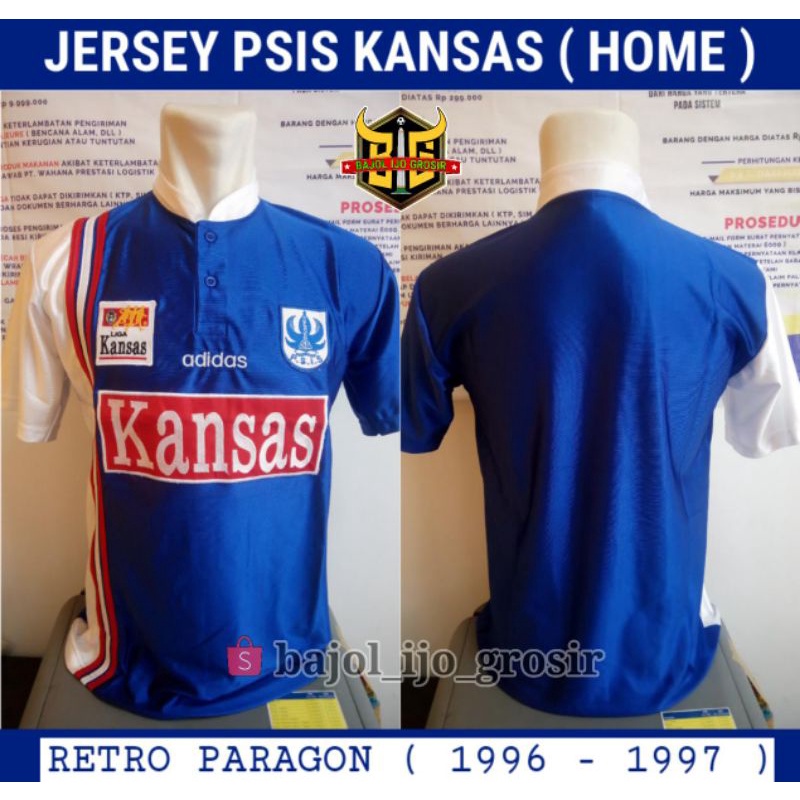 Jersey PSIS KANSAS Home 1996 - 1997 Biru Paragon Semarang RETRO FULL BORDIR