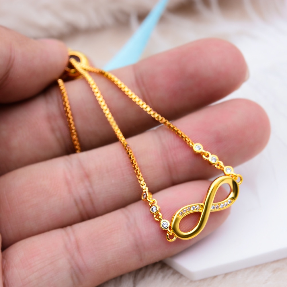 Perhiasan Gelang 925 Silver Gold 18K Cubic Zirconia Bentuk Hati Untuk Wanita