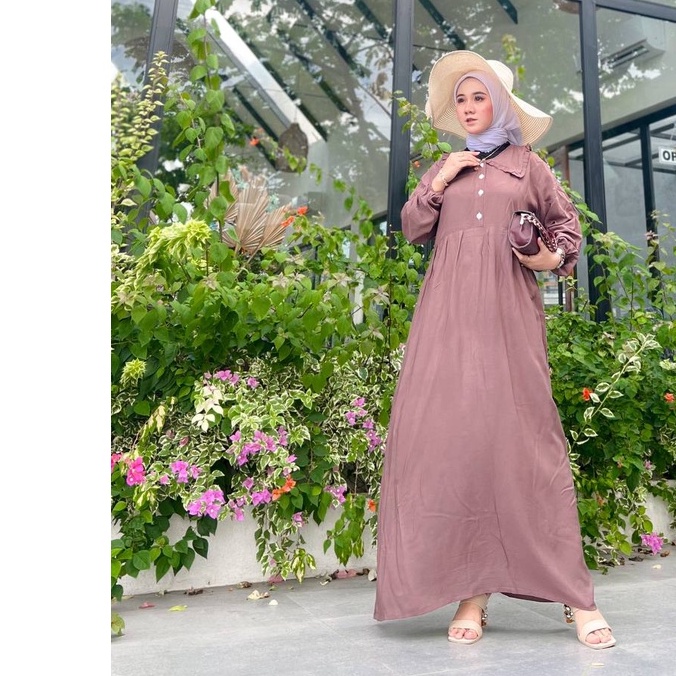 Amelia Gamis Wanita Maxi Dress Muslim Daily Outfit Dewasa Bahan Rayon Fashion Terbaru