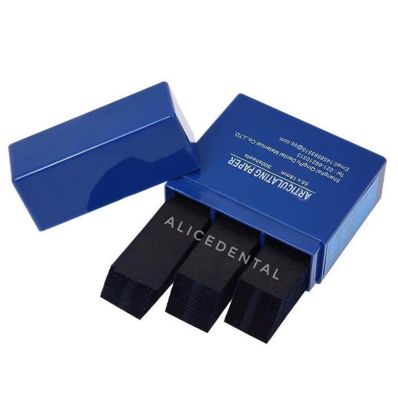 Dental articulating paper straight artikulating paper kertas artikulasi oklusi gigi 2 sisi blue biru hydrophilic paper