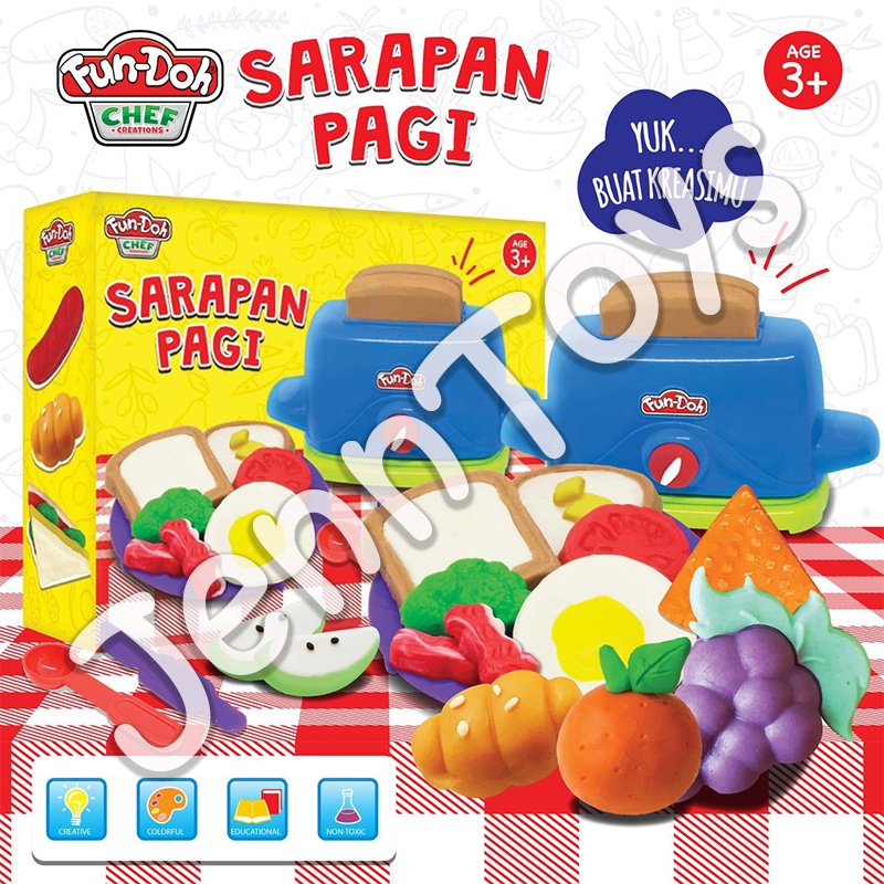 JennToys - Mainan Anak Perempuan Mainan anak Laki laki Edu Toy Sensory Dough - FUN DOH SARAPAN PAGI