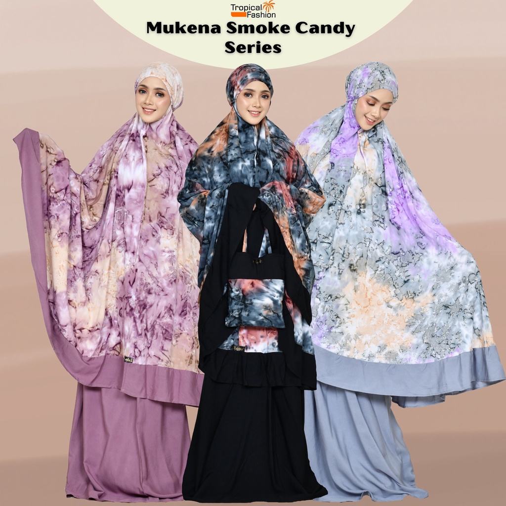 Mukena Bali Motif Smoke Candy   By Zahwa Bahan Rayon Premium Untuk Reamaja Dan Dewasa Termurah Kekinian