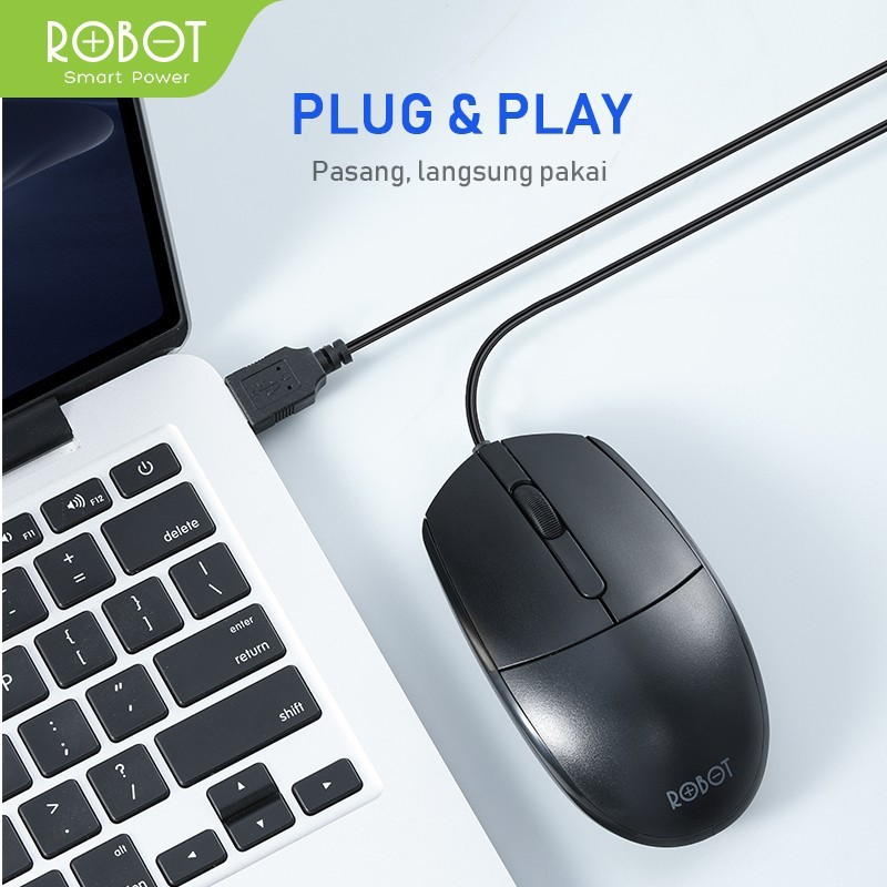 Robot M120 Mouse Laptop - PC Office Wired Optical Mouse Komputer Kabel