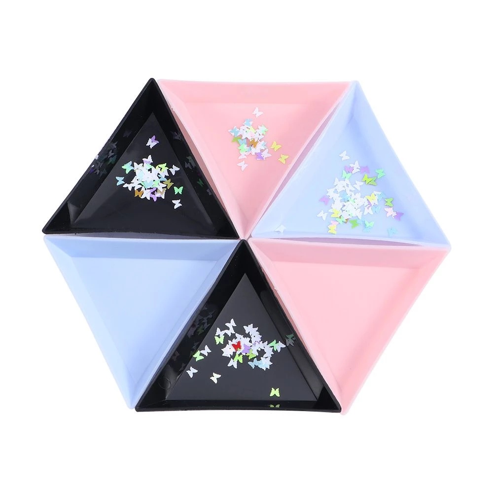 3 Pcs Plastic Triangular Tray Rhinestone Diamond Storage Box / Nail Jewelry Beads Organizer Container Jewelry Tray Holder DIY Tools