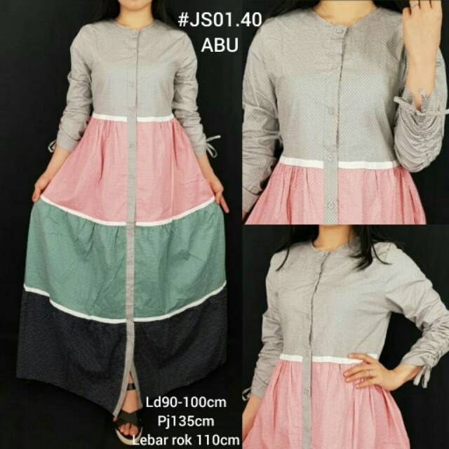 #JS01.40 GAMIS RAINBOW MOTIF BINTIK GAMIS KANCING DEPAN GAMIS MURAH KEKINIAN GAMIS BUSUI GAMIS KATUN