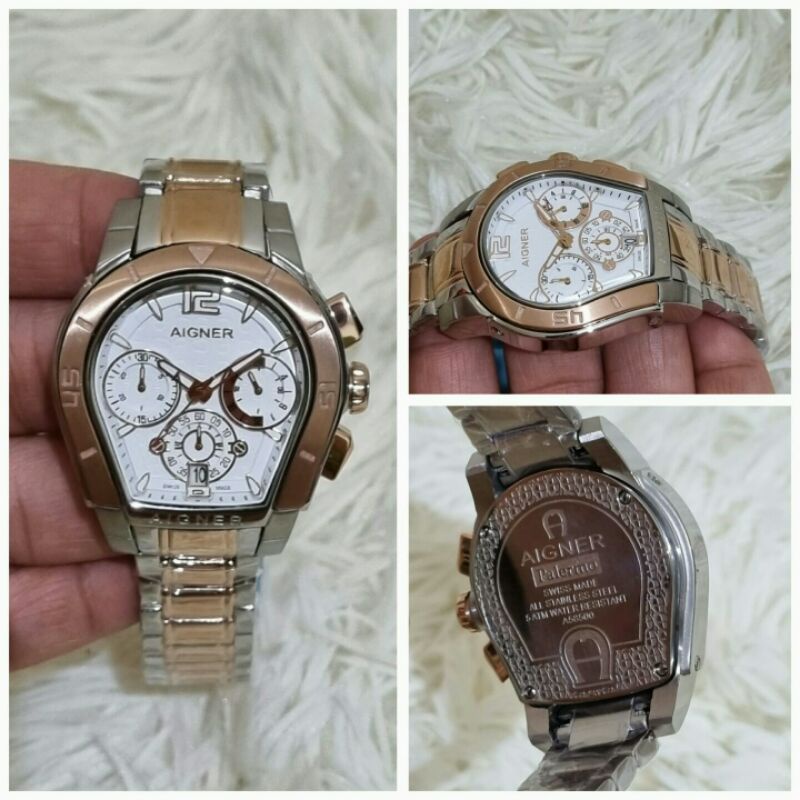 jam tangan wanita aigner palermo batre crono stainless kualitas original