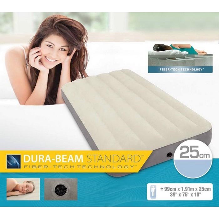 PAKET Kasur Angin INTEX DURA BEAM TWIN + POMPA INTEX + LEM 64707