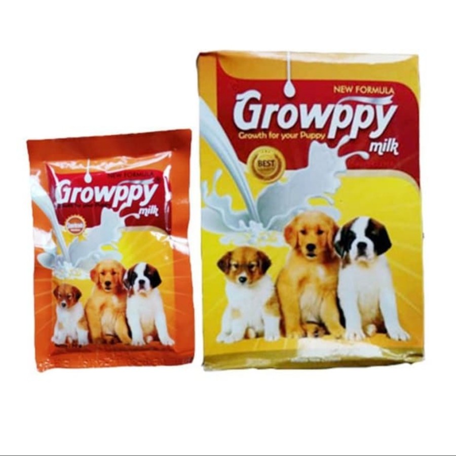 GROWPPY MILK 1 BOX isi 10 SACHET SUSU ANJING (0-2 BULAN) NEW FORMULA