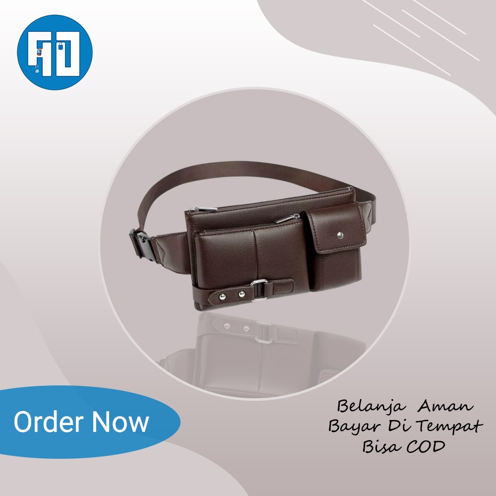 AD Vegasus WB040 - Waistbag Pria Cowok Kulit Leather Tas Pinggang Premium
