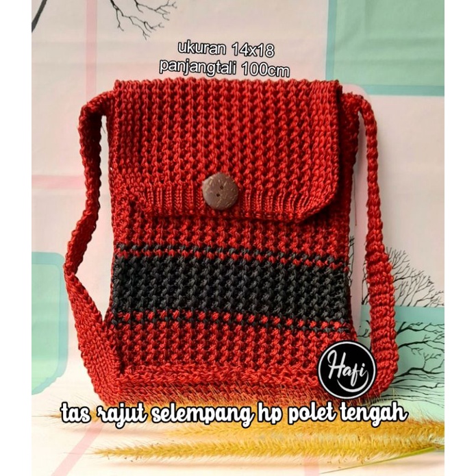 tas rajut selempang hp polet tengah /slingbag