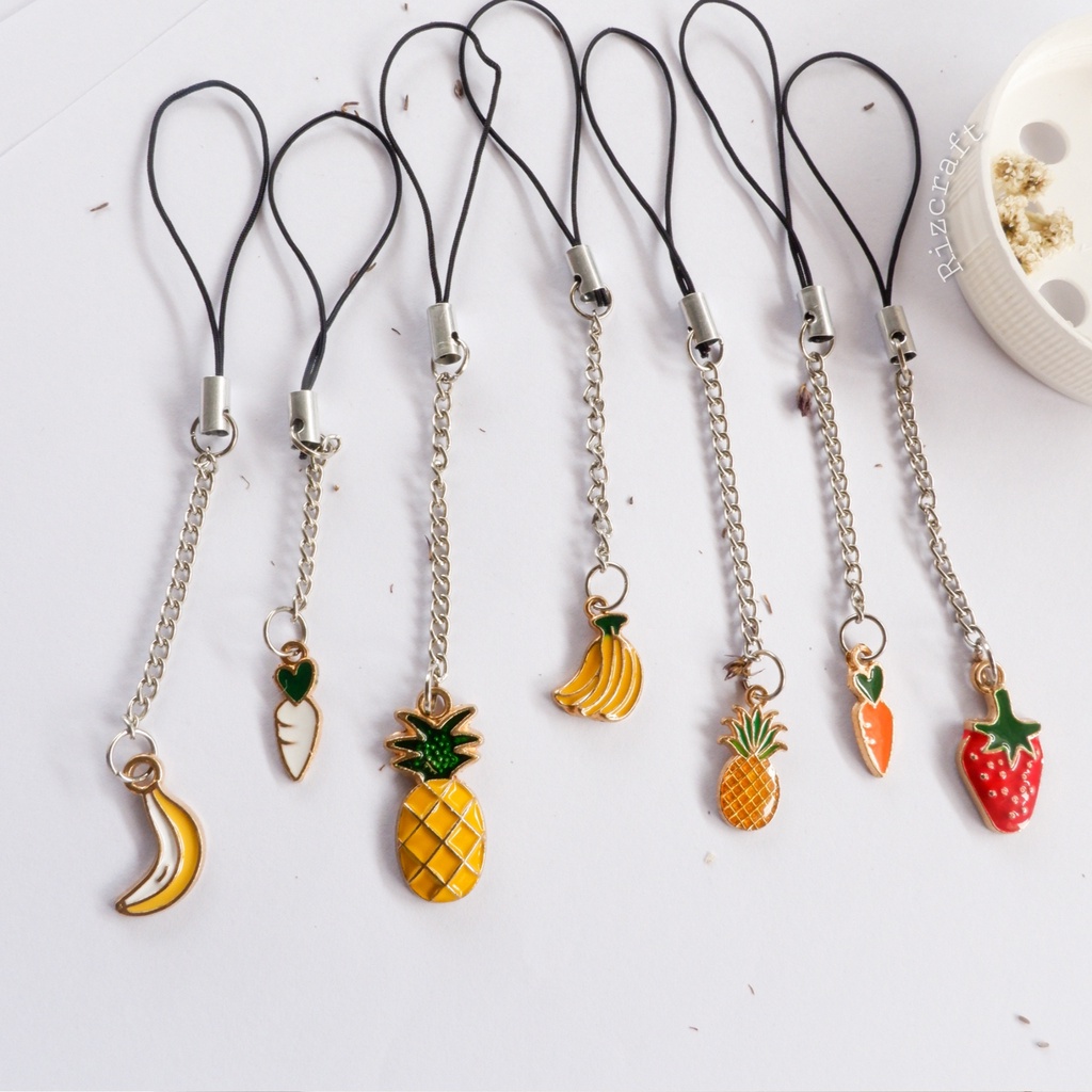 Strap Rantai Liontin Cute Gantungan Hp Gantungan Flashdisk Gantungan Kunci Gantungan Serbaguna Gantungan Keren Gantungan Buah Gantungan Sayuran Gantungan Pisang  Strawberry Nanas Wortel