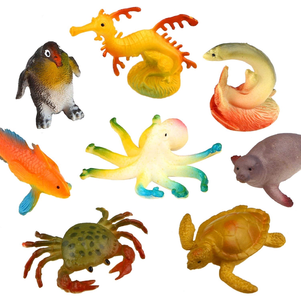 【Hot!!】52pcs Ocean Sea Plastic Animal Toy Set The Sea Life Figure Bath Toy for Child Educational Party Cake