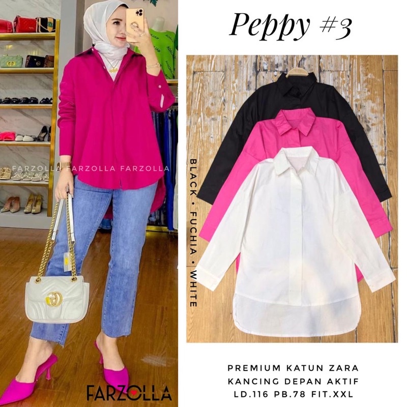 Baju Atasan Cewek Kemeja Polos Peppy #3 Original by Farzolla