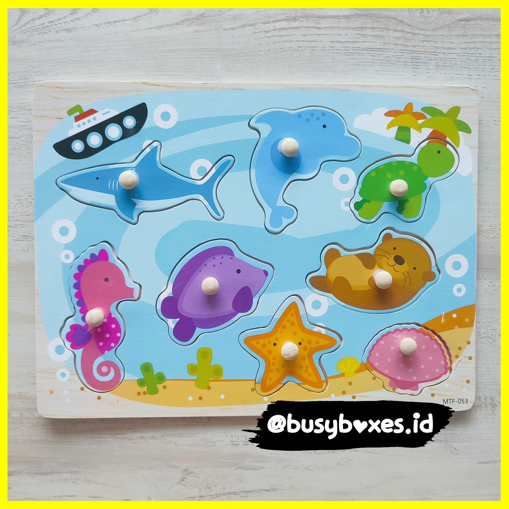 [busyboxes.id] mainan puzzle kayu bergambar binatang laut mainan edukasi anak kids educational toys duggong
