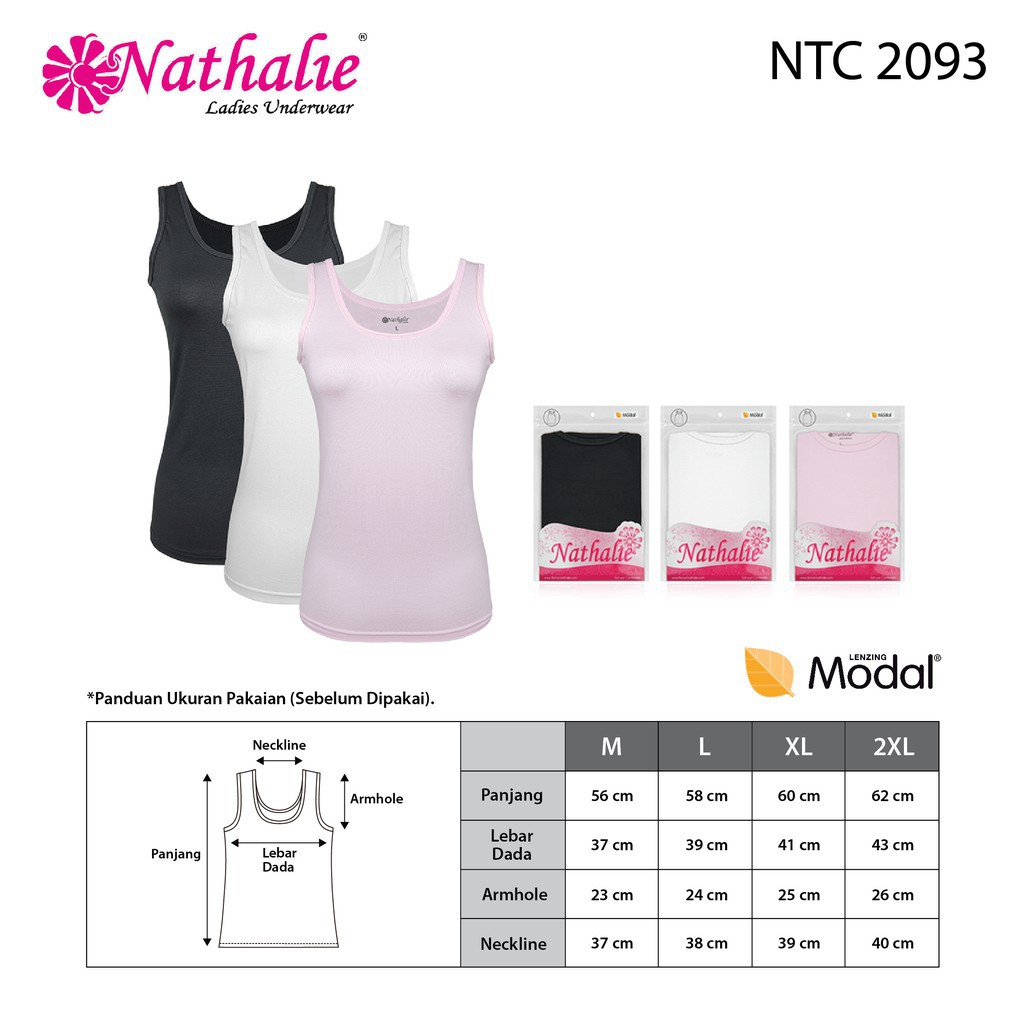 ORIGINAL 1 PCS | NATHALIE |  Kaos Dalam Wanita Premium Modal Cotton  NTA 2093