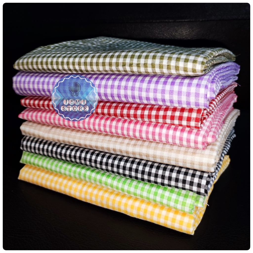 Kain Kotak-kotak Gingham 0.8 / 4 mm Lebar 150 cm/1,5 Meter HARGA 1 ROLL  Bahan Katun Polyester Kain Estetik Gaya Korea