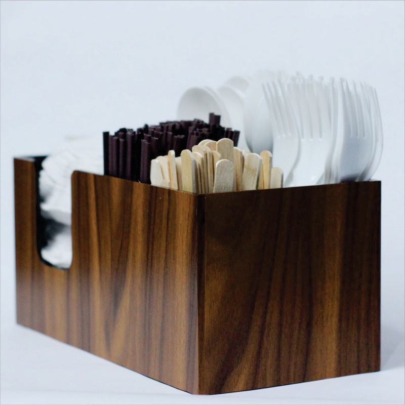 Tempat tisu akrilik | Acrylic Tissue Box and Straw Organizer Wooden Texture