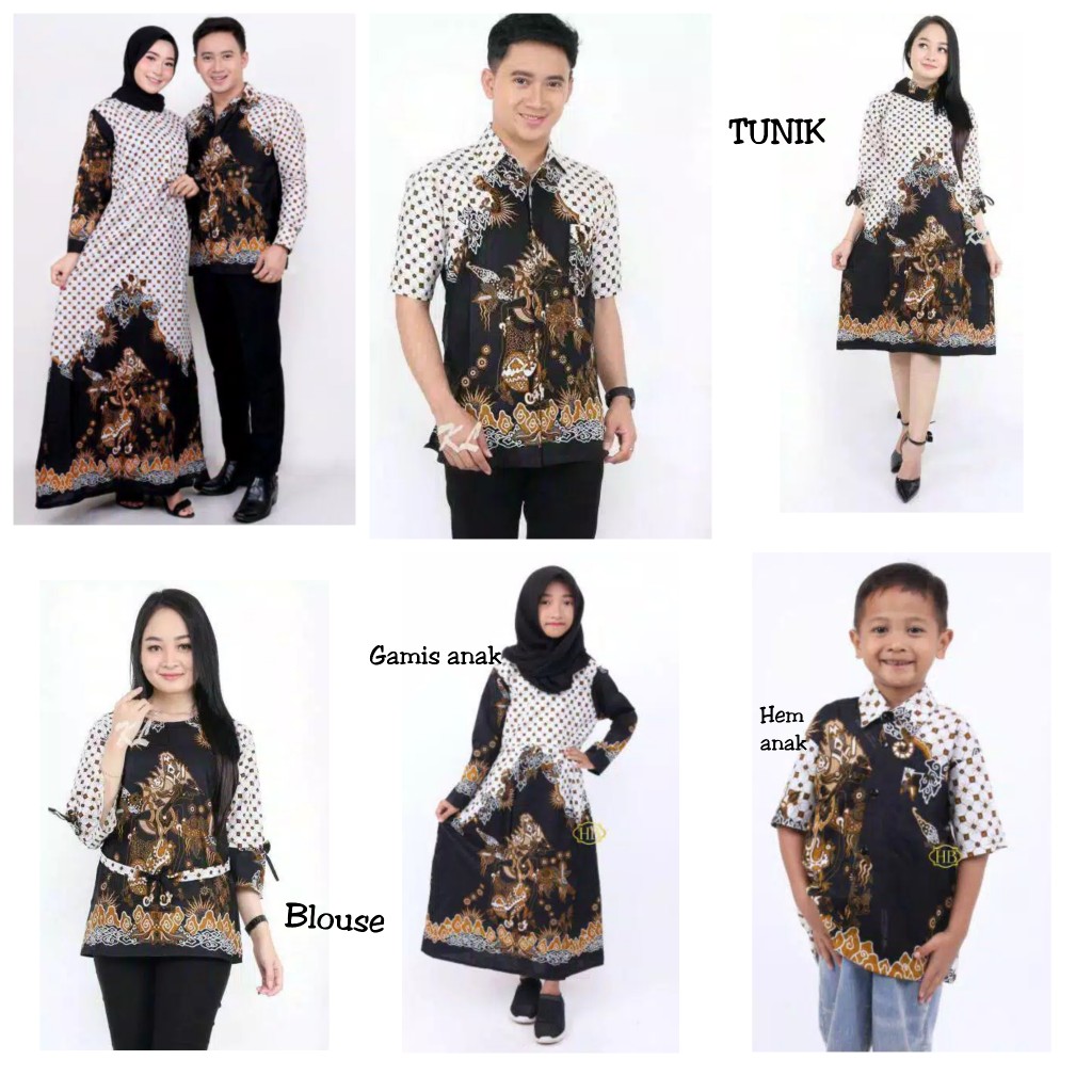 Batik Couple Keluarga Sania Ruffle Ori Ndoro Jowi Dnt Wayang Kotak
