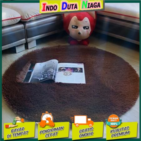 Karpet Lantai Bulu Penahan Dingin Model Bulat Design Unik Lucu