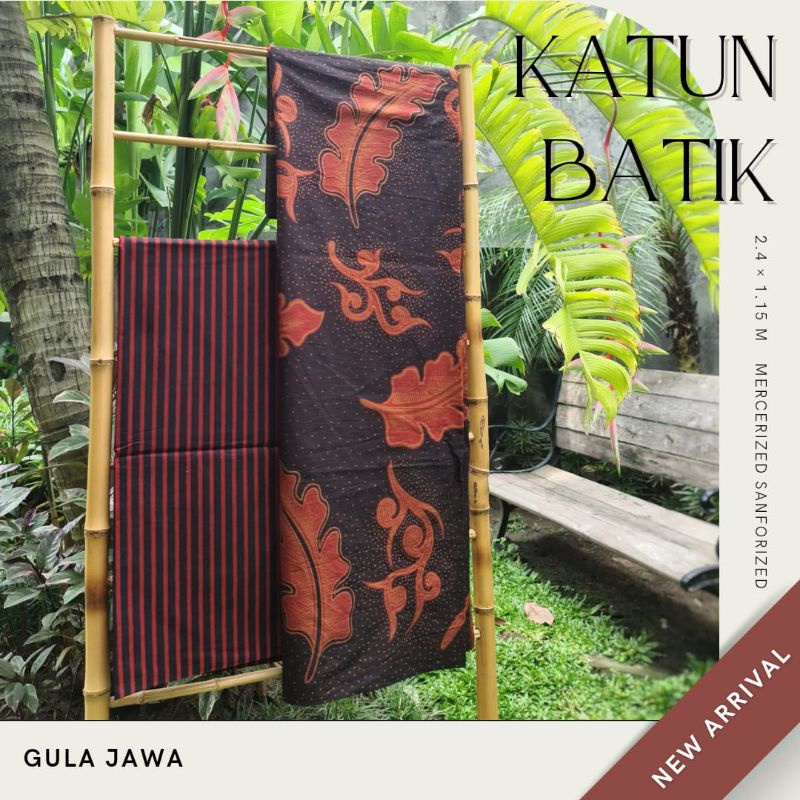 Kain Katun Batik Premium Solo motif daun merah