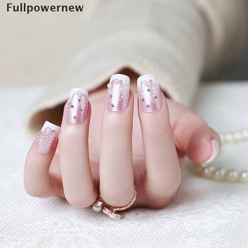 [FULL] 24*Snowflake short fake art skills acrylic nail fake artificial nails detachable