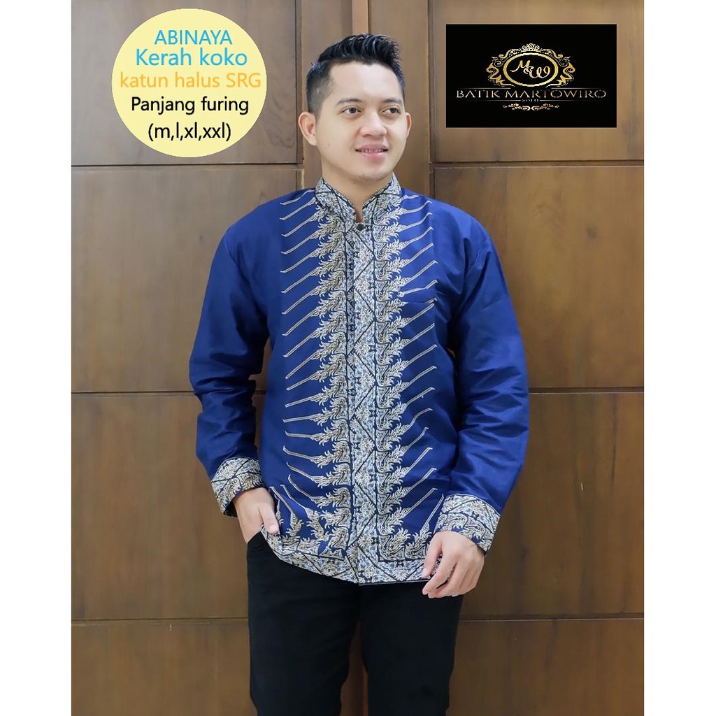 ABINAYA KERAH KOKO Kemeja Batik Pria Lengan Panjang Katun Halus Martowiro FULL FURING