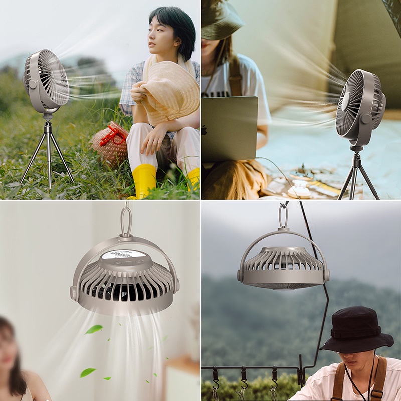 CORN Kipas Angin Portabel Stand Fan Gantung Portable Dengan Lampu 360° Kendali Jarak Jauh Table Fans Berdiri Home Berkemah