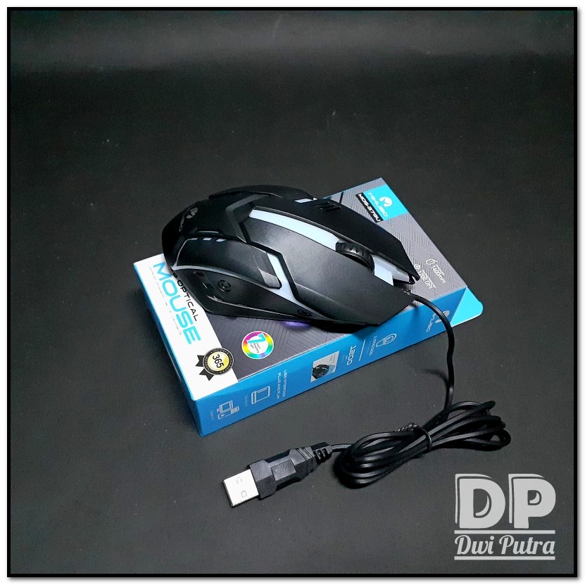 MOUSE MIKUSO MOS-379U // BREATHING LIGHT LED GAMING // USB OPTICAL KABEL CABLE // 1200 DPI MOS 379U