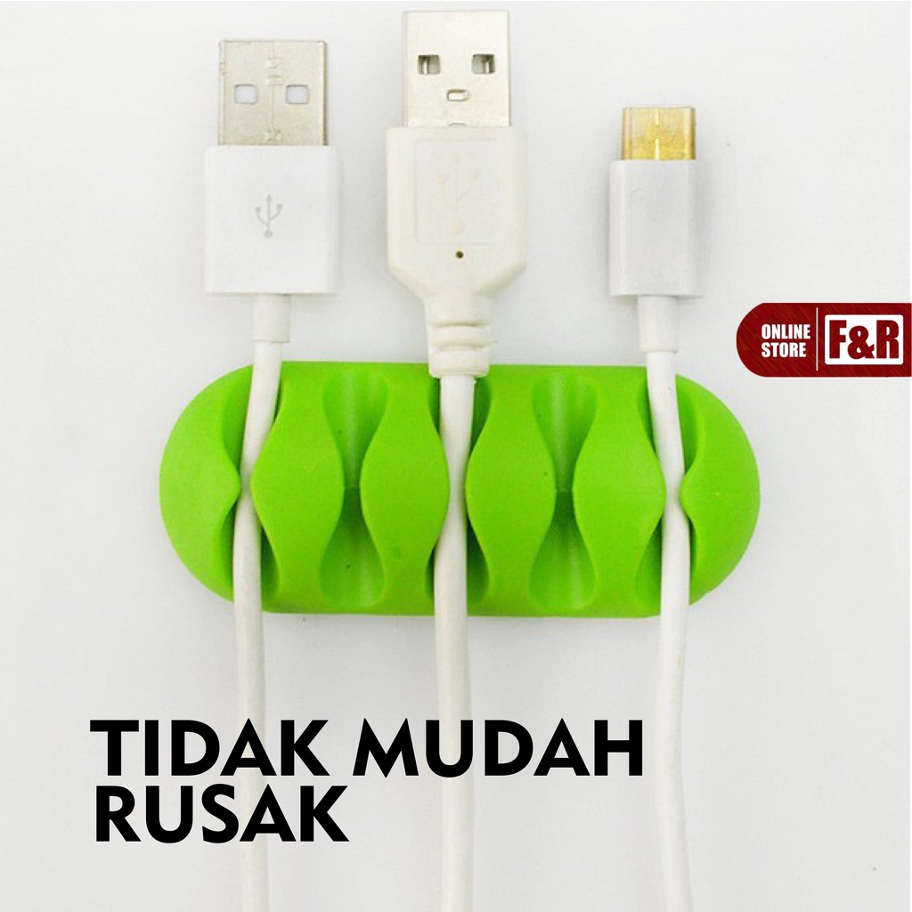 Klip Kabel Organizer Tempel Penjepit Kabel Charger HP USB Headset Earphone Gadget Clip Holder 5 Slot