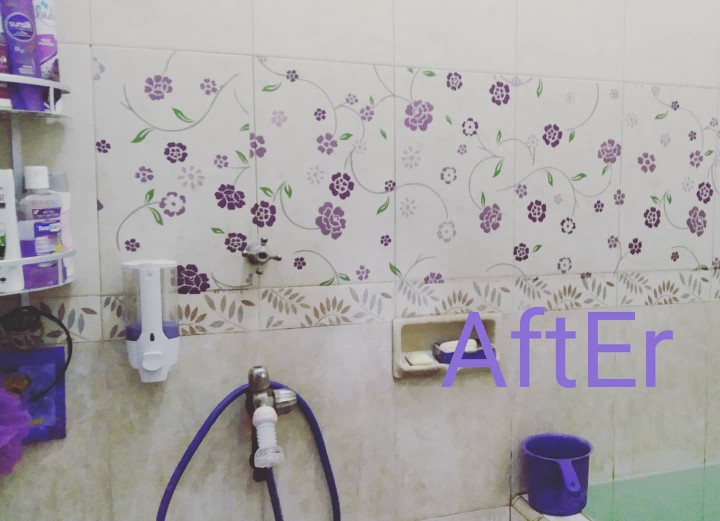 Sticker Kaca Motif Bunga Ungu Cantik