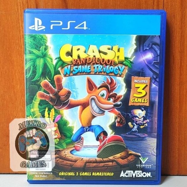 Kaset Crash Bandicoot PS4 Crash Bandicot N. Sane Trilogy Playstation PS 4 5 Cras Crashbandicoot N.Sane Trilogi cresh cres CTR nitro Games Ps4 Ps5  Region 3 Asia reg