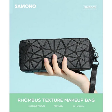 SAMONO SMB002 Dompet Kosmetik Multifungsi Persegi Panjang Anti Air Pouch Travel Hitam Polos PU