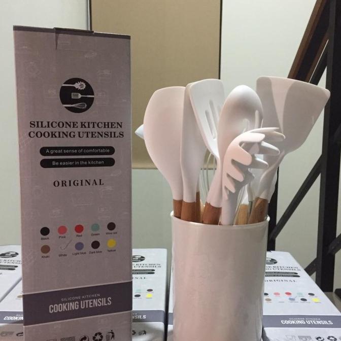 Spatula Silicone White - Sutil Silikon Set 11pc Putih Sutil Anti Lecet