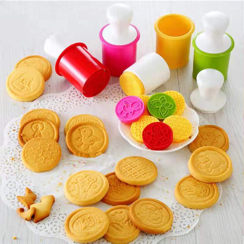 Cookie Stamp Cookie Cutter Bulat Fondant Cutter 1 Set Press 6 Mold