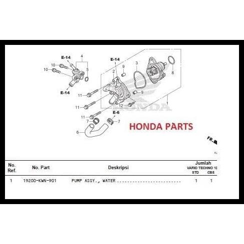 Pompa Air Radiator Pump Assy Water Vario 125 Vario 150 Original Ahm
