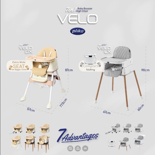 MAK290 PLIKO KURSI MAKAN HIGH CHAIR VELO DX HC566