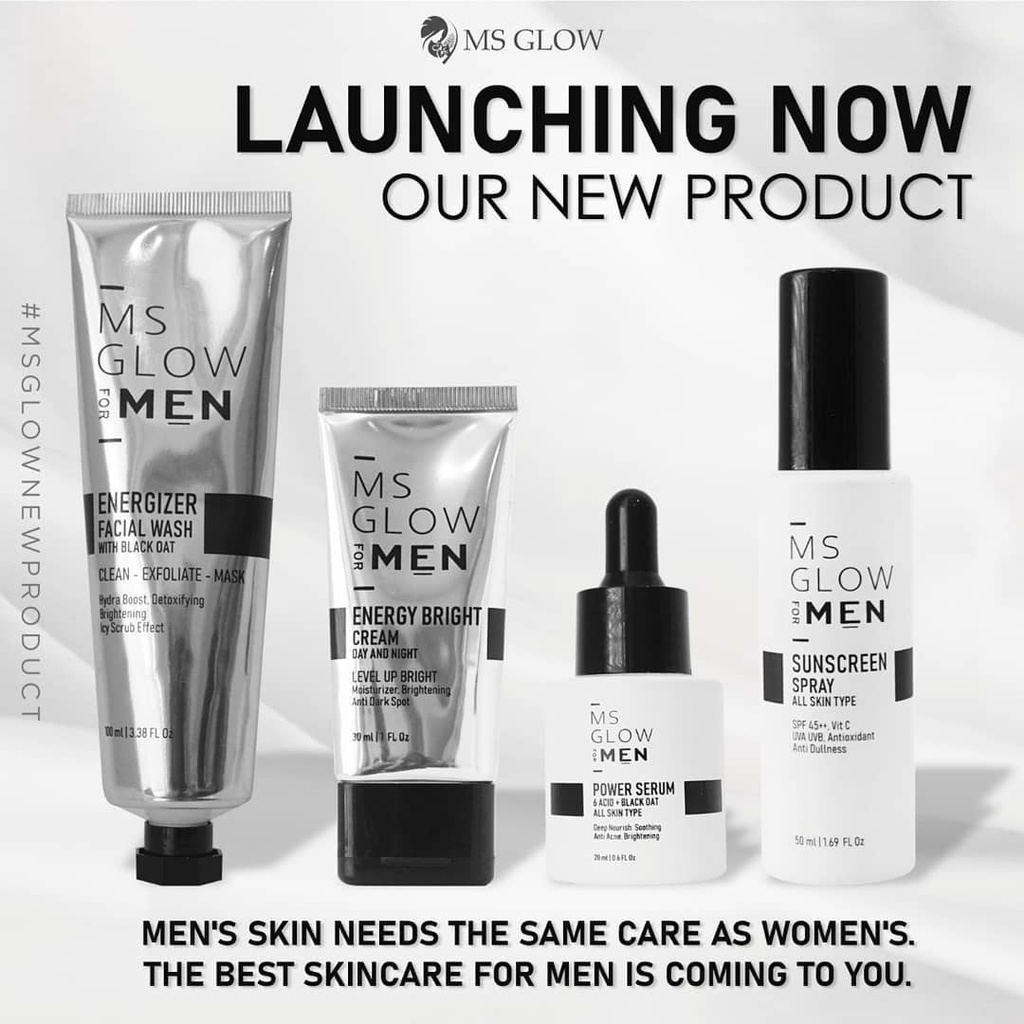 MS GLOW MEN Msglow For Men Paket Perawatan Wajah Pria Skincare Wajah Facial Wash Serum Cream Cowok