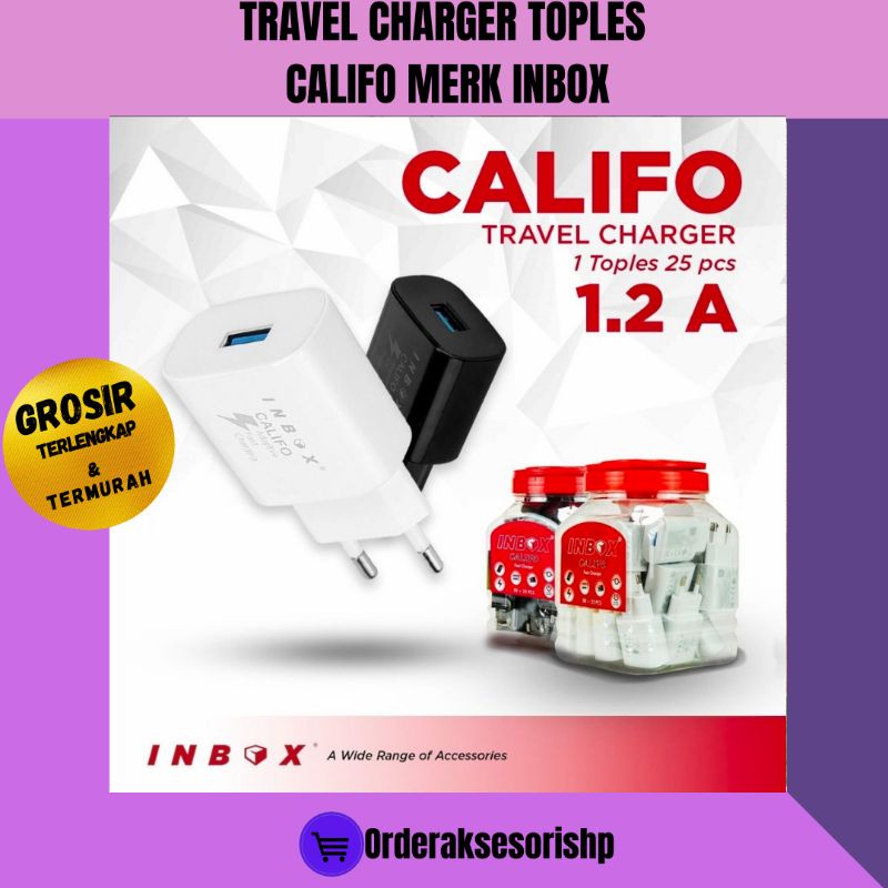 Travel Adaptor Toples Inbox  /Batok Charger Inbox / Original merk Inbox