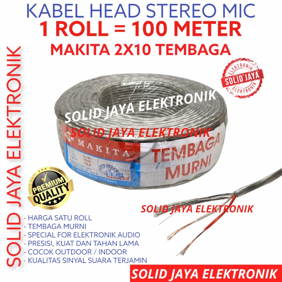 KABEL STEREO MAKITA GOLD KABEL HEAD ISI 3  HEAT MICROPHONE KECIL KABEL AUDIO TEMBAGA ASLI MURNI MAKITA ORI ORIGINAL - 1 ROLL