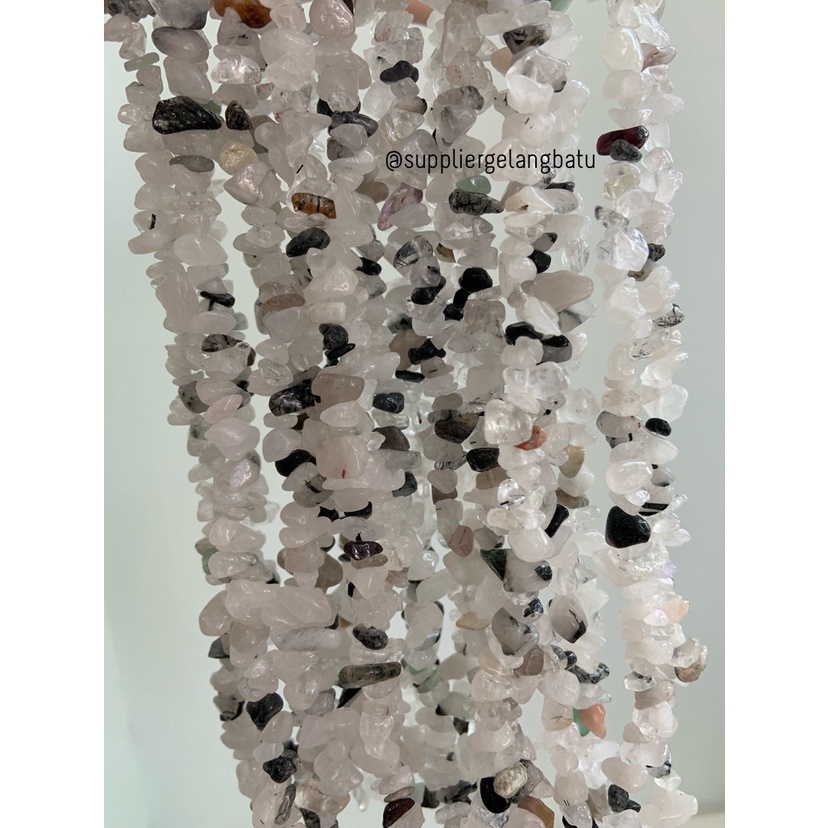 kerikil Batu alam WHITE RHODOLITE dalmantion 1cm manik aksesori craft