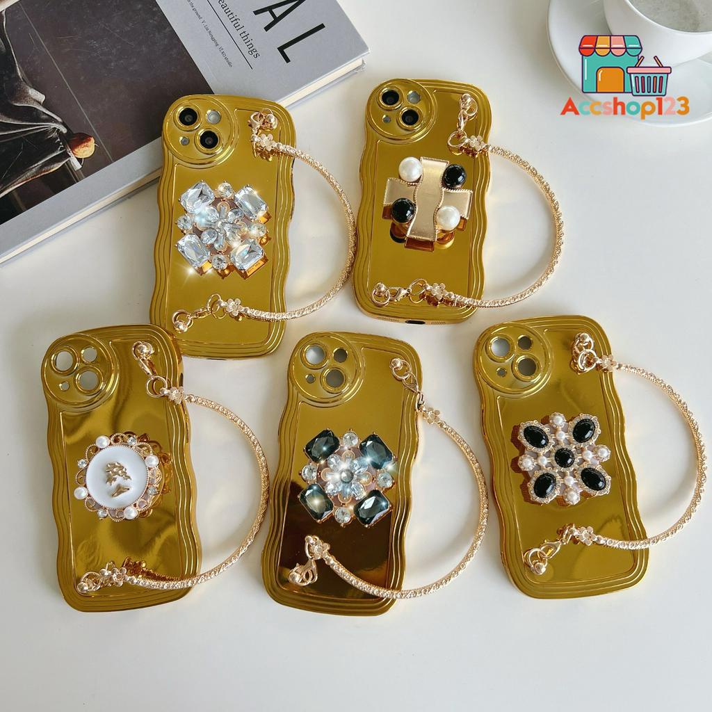 GC25 - GC29 Case Wave Model Tas Jinjing Popsocket 3d Stand Gold For Iphone 13 Pro Max AS2390