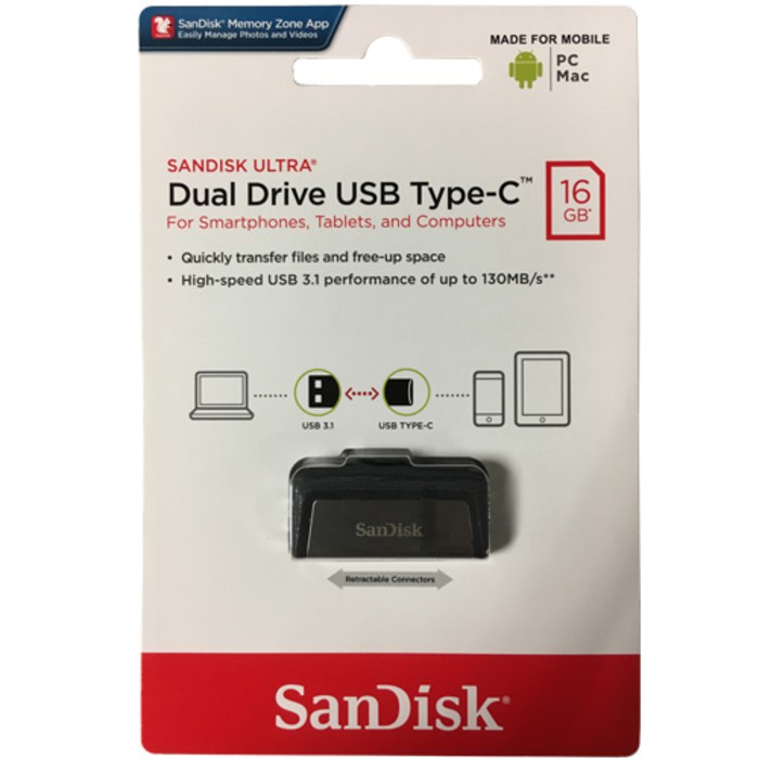 SANDISK ULTRA DUAL DRIVE 3.1 OTG TIPE C 16GB