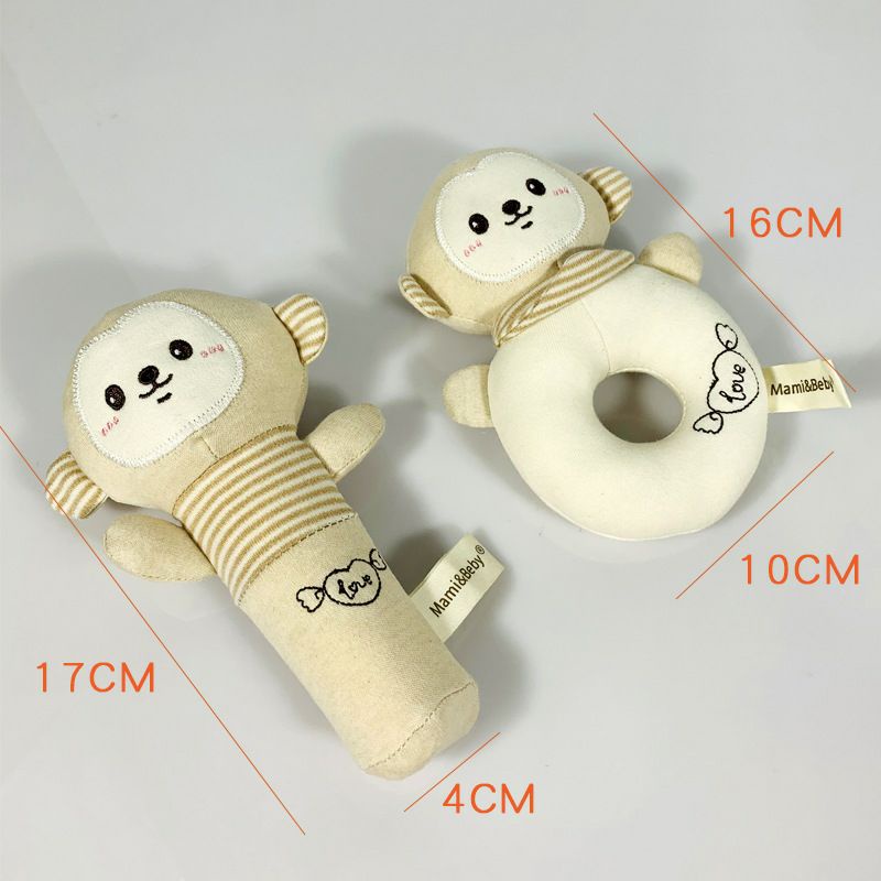 Mamibeby Mainan Bayi Organic Cotton Rattle Set (2 pcs)Boneka Stick Donat