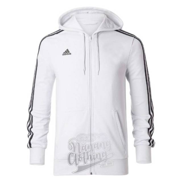 Jaket Adidas Tracktop Firebird pria - Hitam Strep putih FLECE