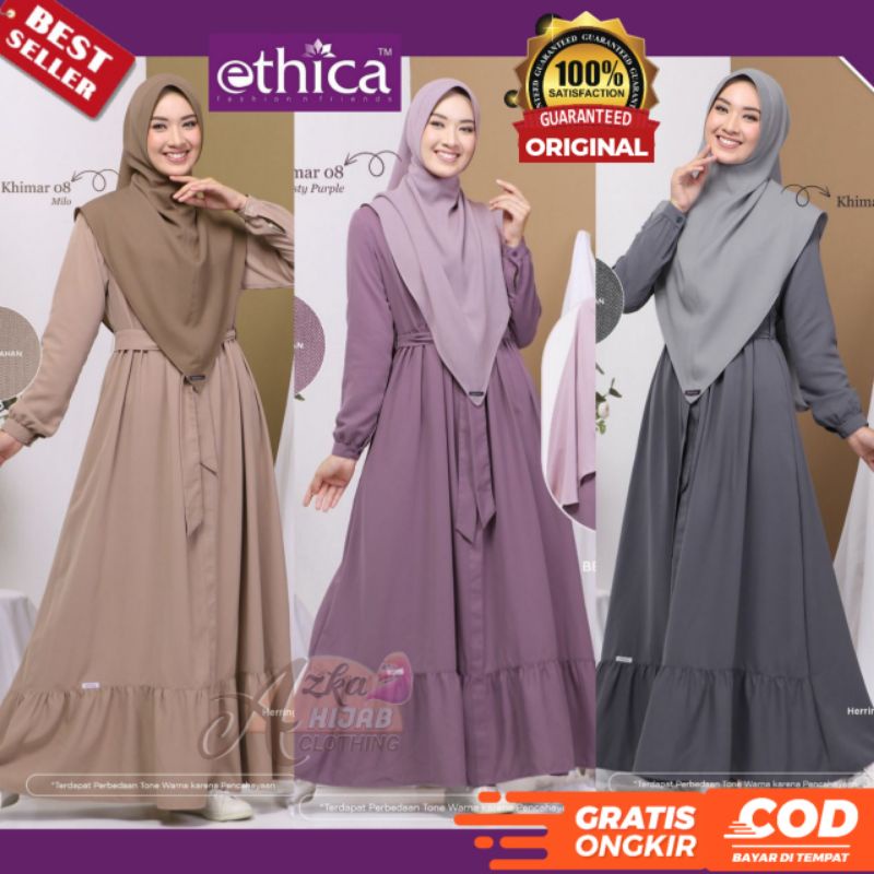 ETHICA GAMIS SYARI SET KHIMAR TERBARU / BAJU GAMIS TERBARU 2021 / HANAMI SYARI 01 / GAMIS SYARI TERB