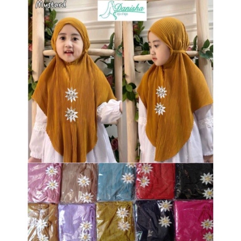 HIJAB JILBAB ANAK PLISKET INSTAN BUNGA